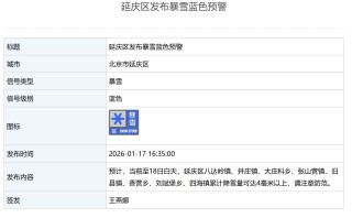 北京多区发布暴雪蓝色预警